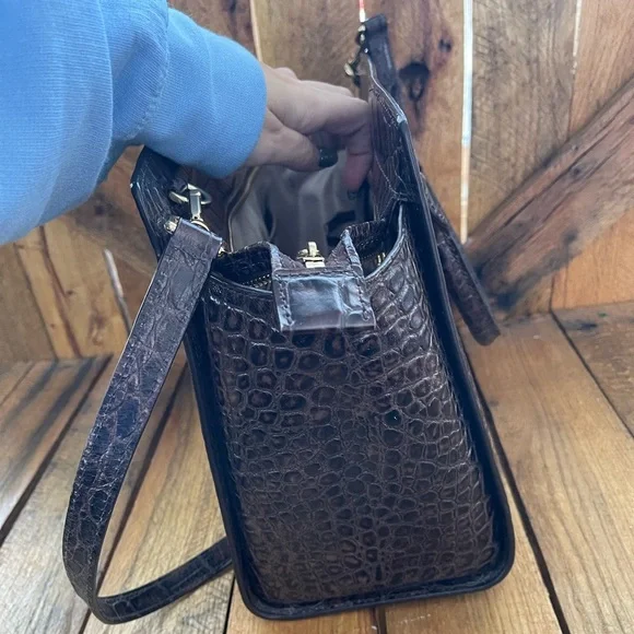 Michael Kors Brown Snakeskin Texture Handbag Purse - Picture 3 of 8